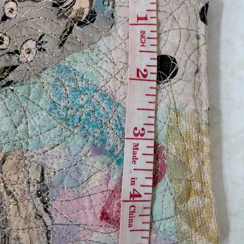 La Due Pastel Textile Quilted Patchwork Clutch Pouch Boho Art Handmade Style